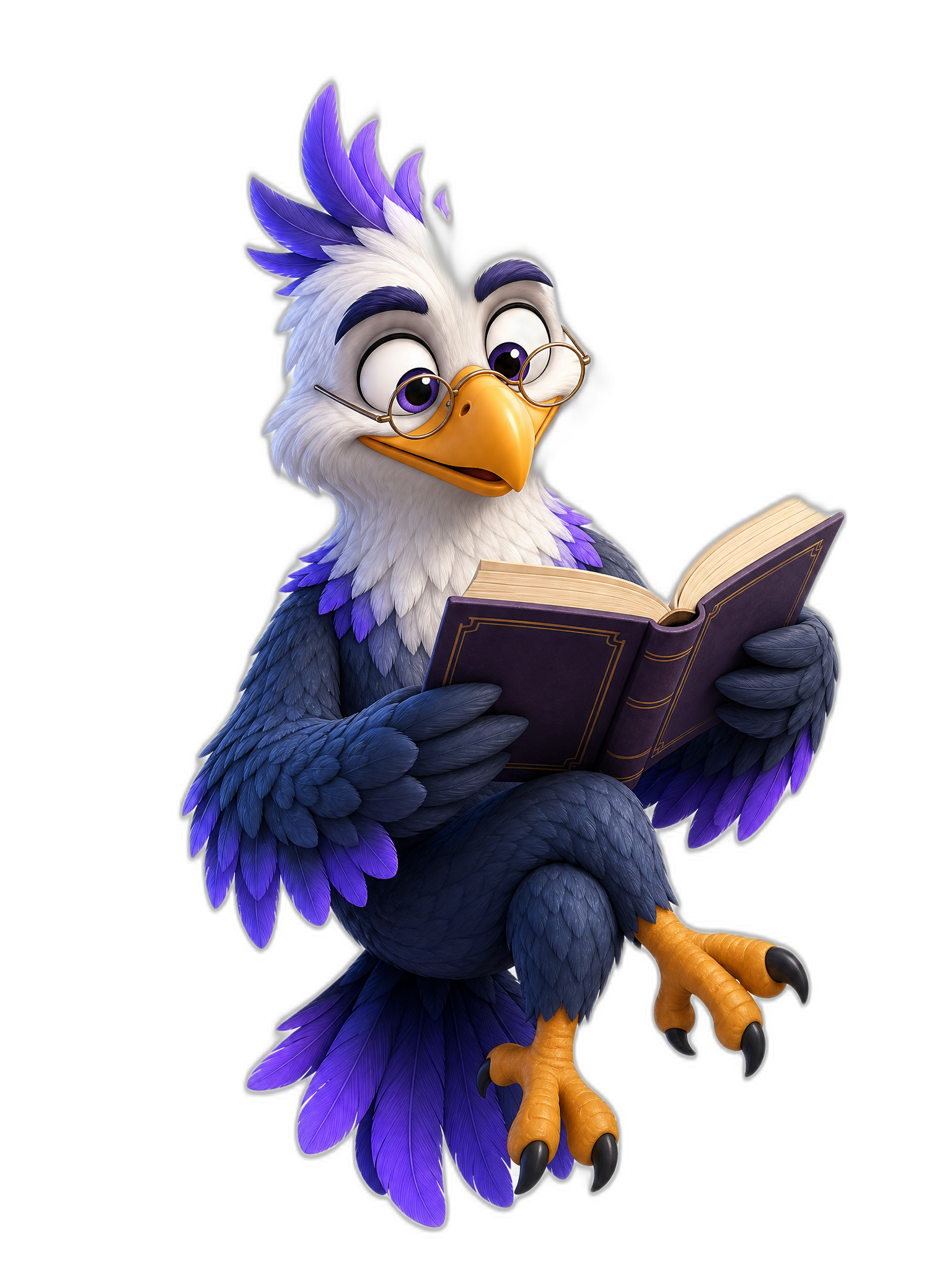 Eagle reading a book